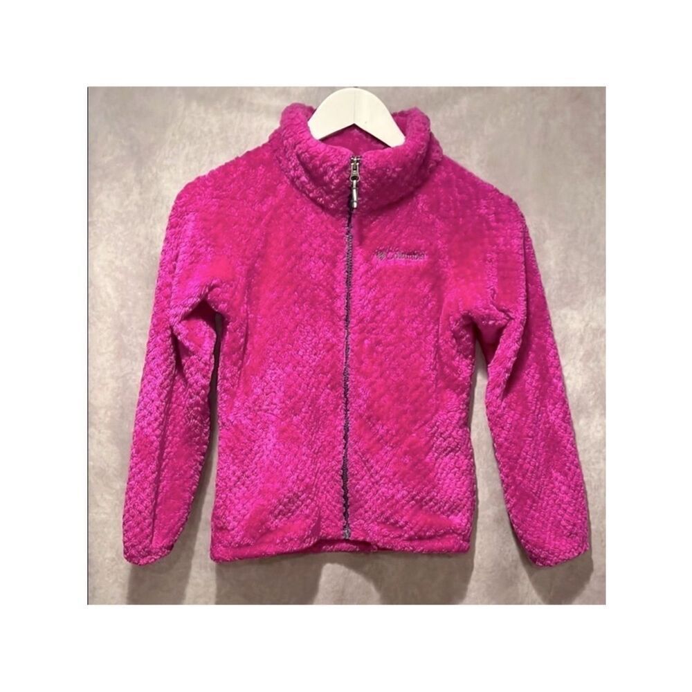 Columbia Pink Teddy Textured Fleece Jacket size medium